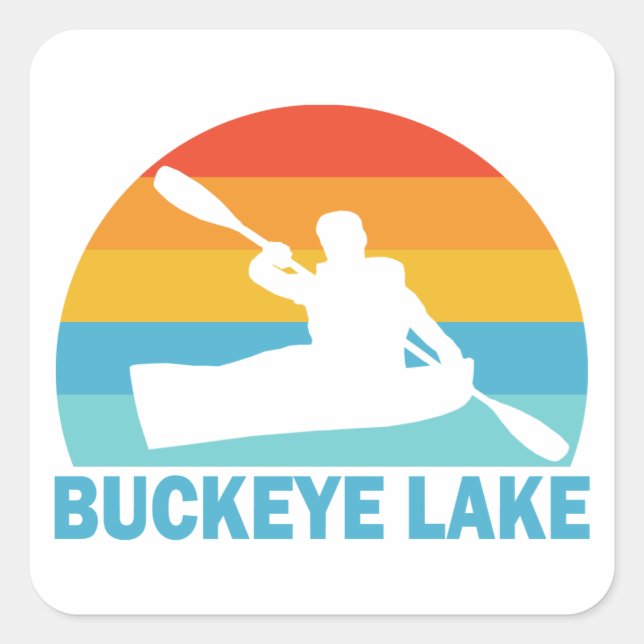 Pegatina Cuadrada Lago Buckeye Ohio Kayak (Anverso)