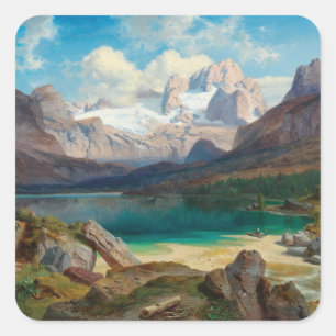 Pegatina Cuadrada Lago Gosau Con Vistas Al Macizo De Dachstein