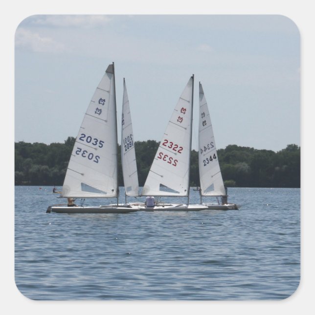 Pegatina Cuadrada Lago Harriet Sailboat (Anverso)