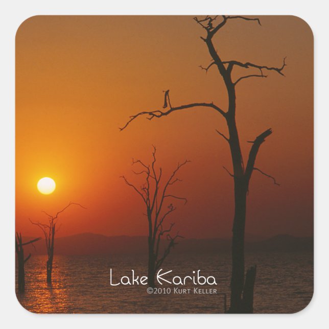 Pegatina Cuadrada Lago Kariba (Anverso)
