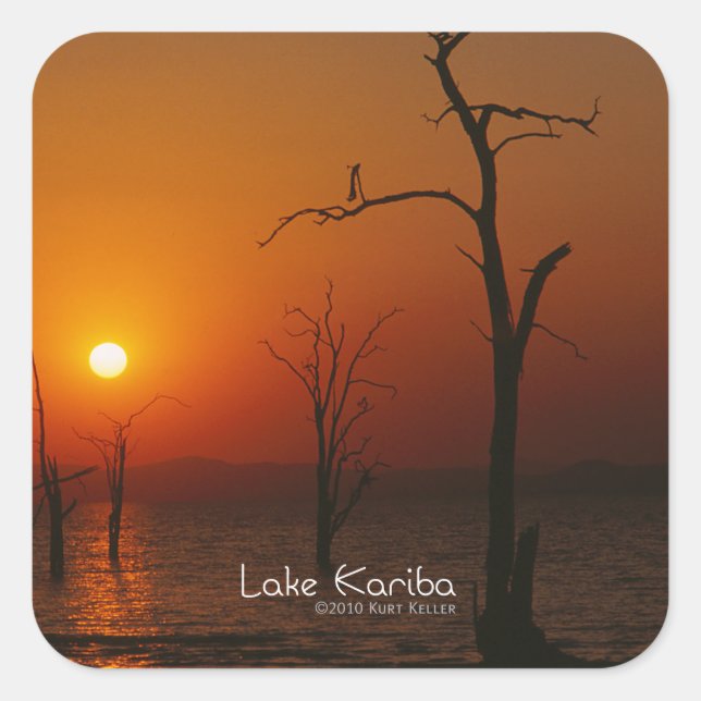 Pegatina Cuadrada Lago Kariba (Anverso)
