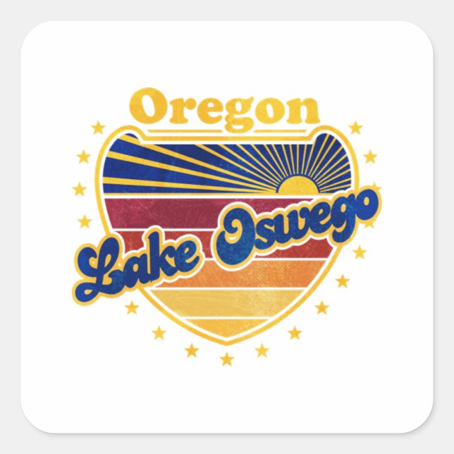 Pegatina Cuadrada Lago Oswego Oregon (Anverso)