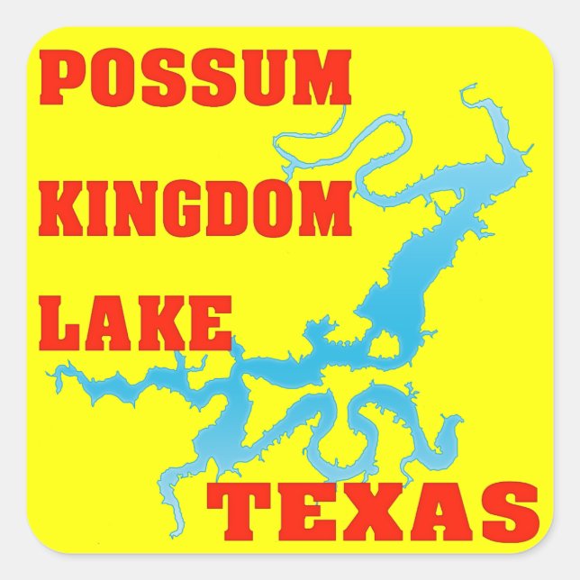 Pegatina Cuadrada Lago Possum Kingdom, Texas (Anverso)