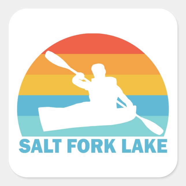 Pegatina Cuadrada Lago Salt Fork Ohio Kayak (Anverso)