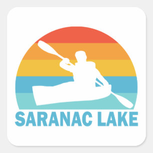 Pegatina Cuadrada Lago Saranac Kayak Nueva York