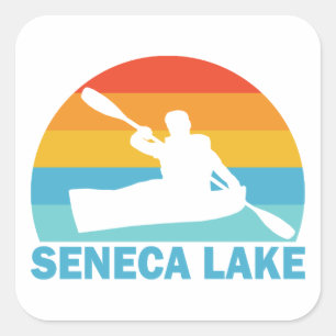 Pegatina Cuadrada Lago Seneca Nueva York Kayak