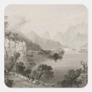 Pegatina Cuadrada Lago superior en Killarney, condado Killarney,