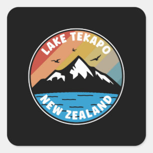 Pegatina Cuadrada Lago Tekapo - Nueva Zelanda Vintage
