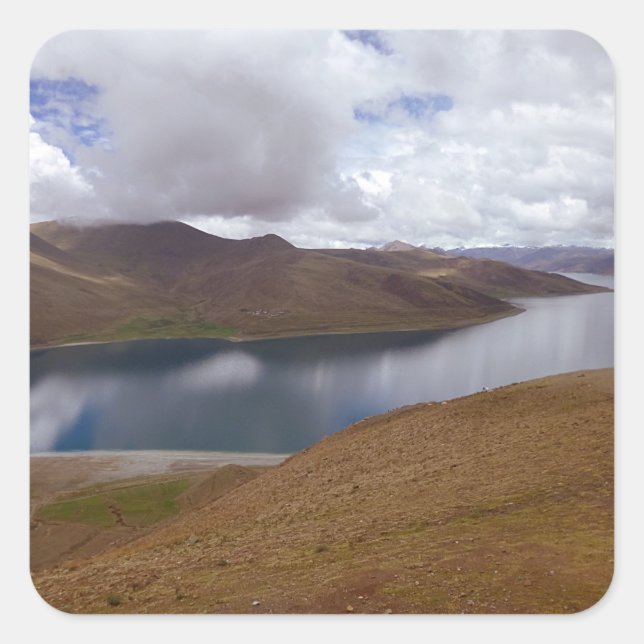 Pegatina Cuadrada Lago Tibetano (Anverso)
