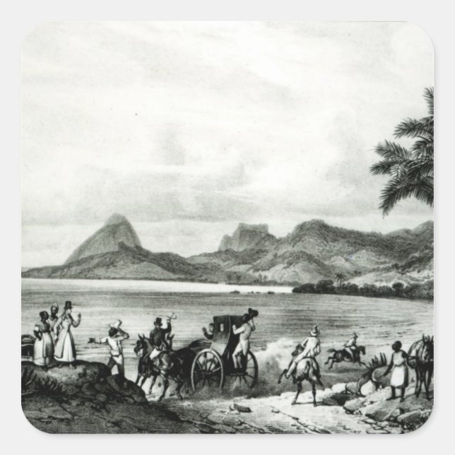 Pegatina Cuadrada Lagoa Das Tretas (Anverso)