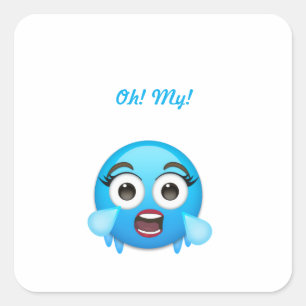 Pegatina Cuadrada Lágrimas Azules de Alegría: El Emoji Agobiado