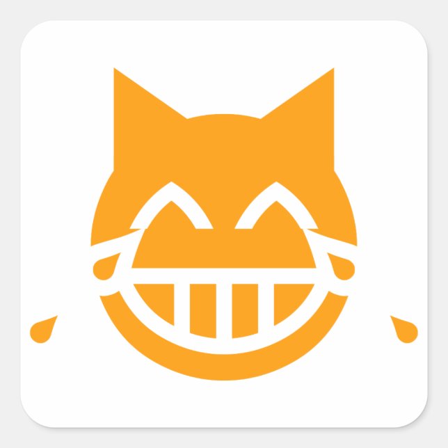 Pegatina Cuadrada Lágrimas del gato de la Emoji de alegría (Anverso)
