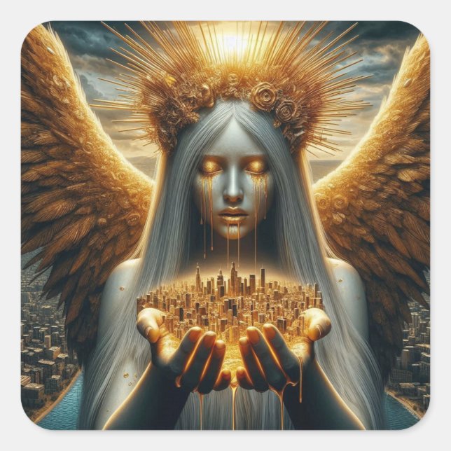 Pegatina Cuadrada Lágrimas por la ciudad de los ángeles (Anverso)