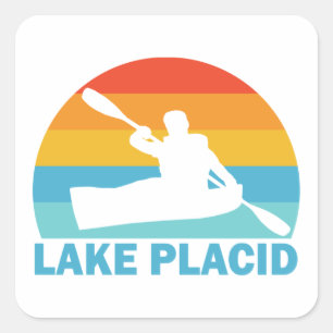 Pegatina Cuadrada Lake Placid New York Kayak