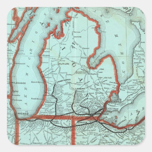 Pegatina Cuadrada Lake Shore y Southern Michigan Railway (Anverso)