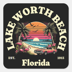 Pegatina Cuadrada Lake Worth Beach, Florida