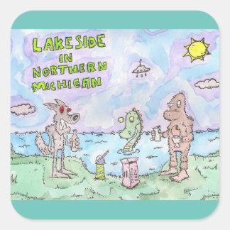 Pegatina Cuadrada Lakeside En Michigan