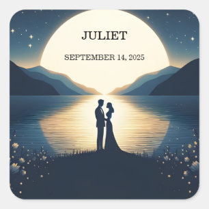 Pegatina Cuadrada Lakeside Mountain Fun Nature Lake Bridal Shower
