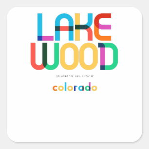 Pegatina Cuadrada Lakewood Colorado de mediados de siglo, Arte Pop,
