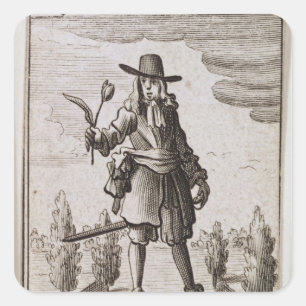 Pegatina Cuadrada Lamberto Simnel, caballero del tulipán de oro