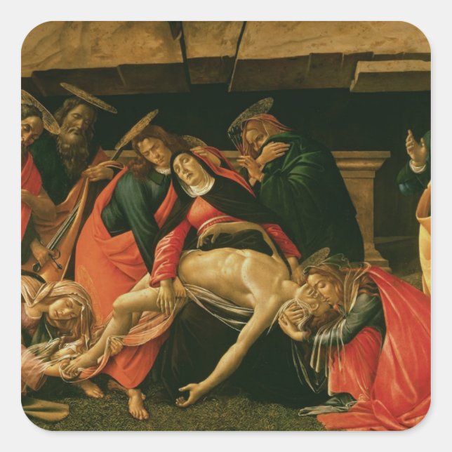 Pegatina Cuadrada Lamentación de Cristo. c.1490 (Anverso)