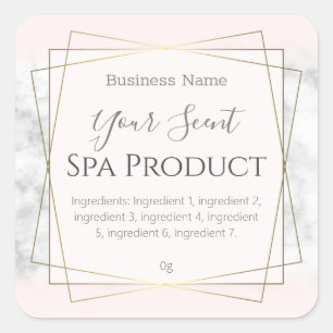 Pegatina Cuadrada Láminas de jabón de baño rosado y de mármol