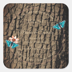 Pegatina Cuadrada Láminas de productos de grano de madera marrón osc