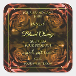 Pegatina Cuadrada Láminas de productos de Moda de Rosas de Naranja r