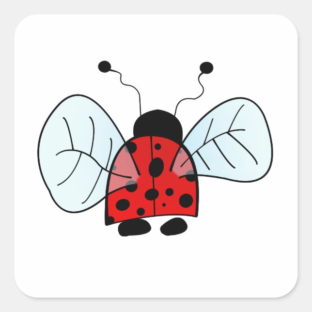 Pegatina Cuadrada Lámpara de mesa mariquita (Anverso)