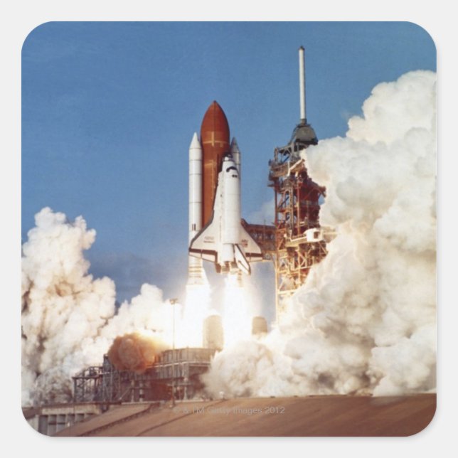 Pegatina Cuadrada Lanzamiento de cohete 2 (Anverso)