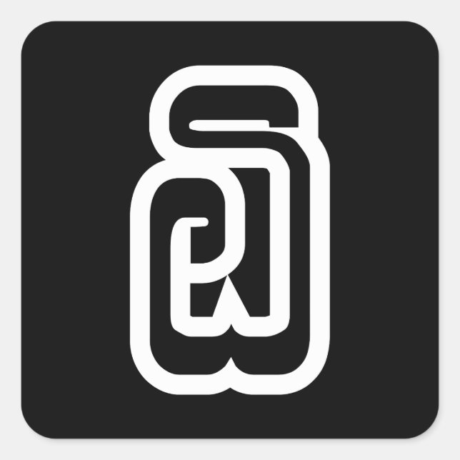 Pegatina Cuadrada Laos Número Seis / 6 / ໖ (Ho/Hok) Laotian (Anverso)