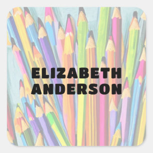 Pegatina Cuadrada Lápices