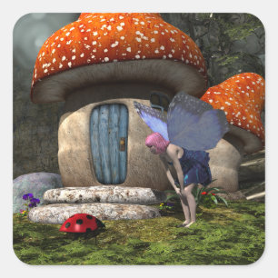 Pegatina Cuadrada Lápiz de cola rosa-haitiano se encuentra con la le