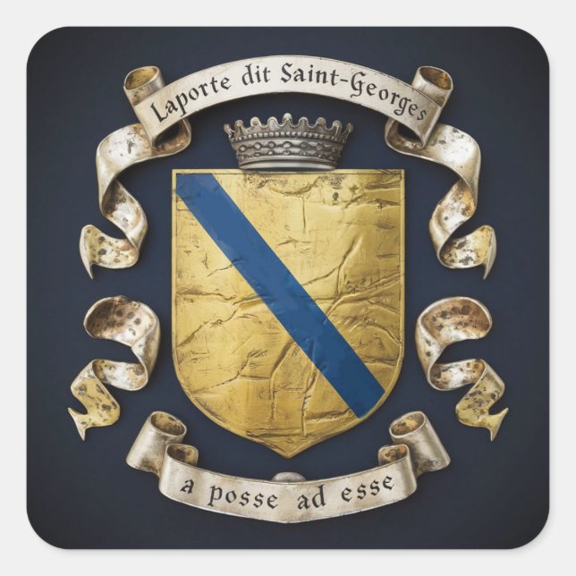 Pegatina Cuadrada Laporte dit Saint Georges Coat of Arms 5 (Anverso)