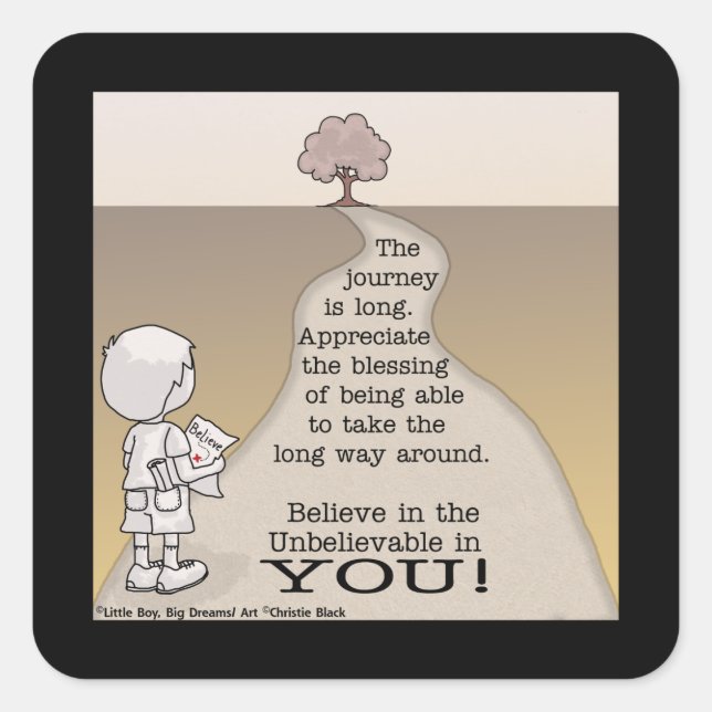 Pegatina Cuadrada Largo viaje (Anverso)