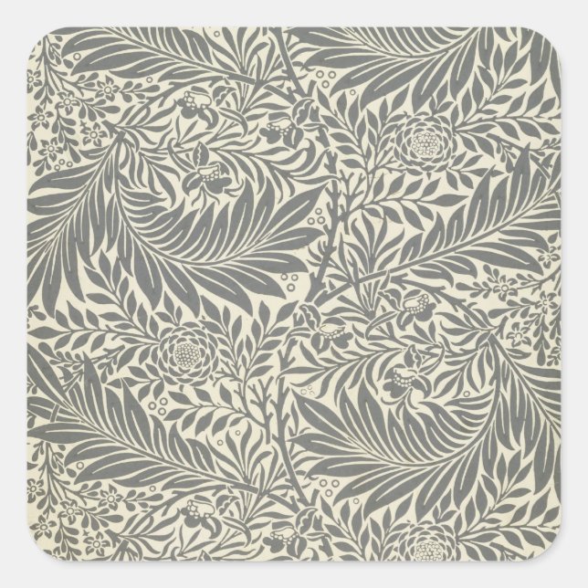 Pegatina Cuadrada Larkspur, diseño de papel pintado, 1872 (Anverso)