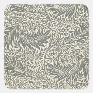 Pegatina Cuadrada Larkspur, diseño del papel pintado, 1872