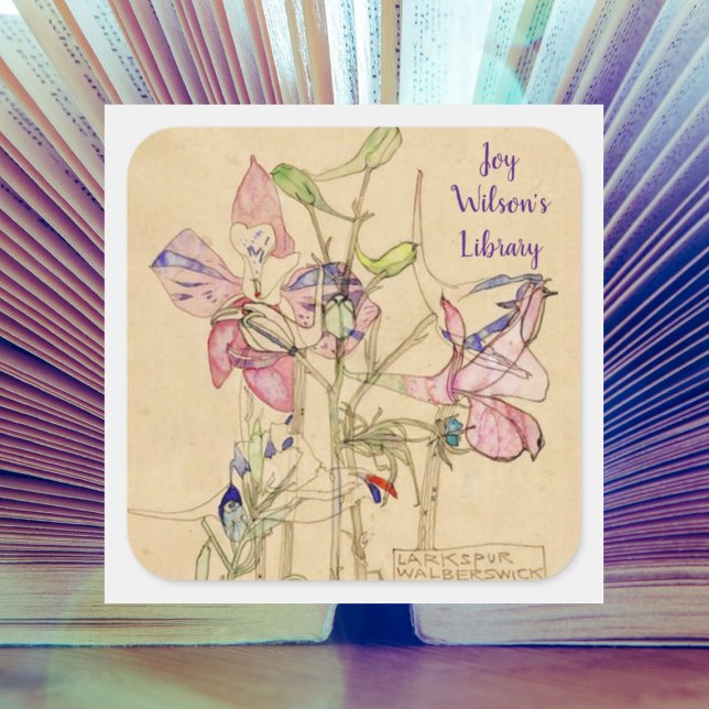 Pegatina Cuadrada Larkspur Walberswick por Charles Mackintosh (Subido por el creador)