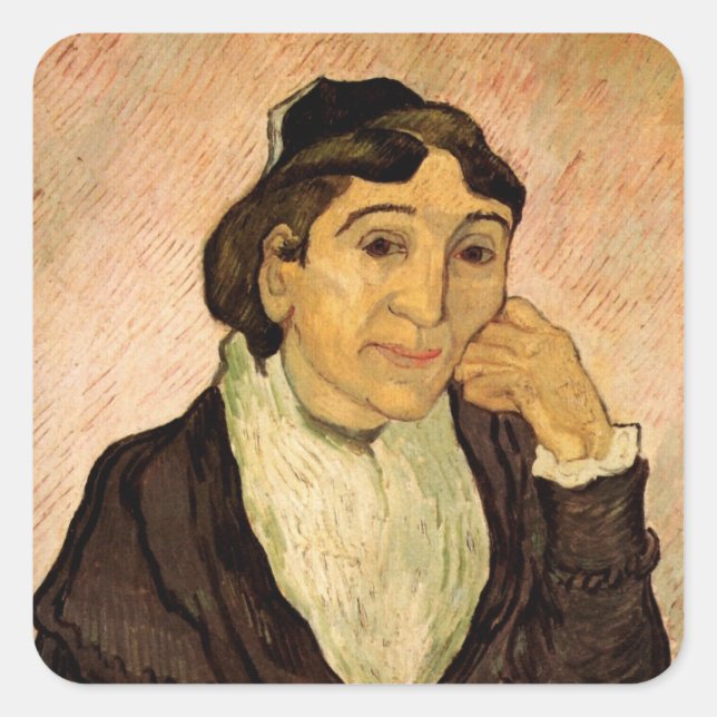 Pegatina Cuadrada L'Arlesienne (Madame Ginoux) de Vincent van Gogh (Anverso)