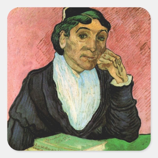 Pegatina Cuadrada L'Arlesienne (Madame Ginoux) de Vincent van Gogh (Anverso)