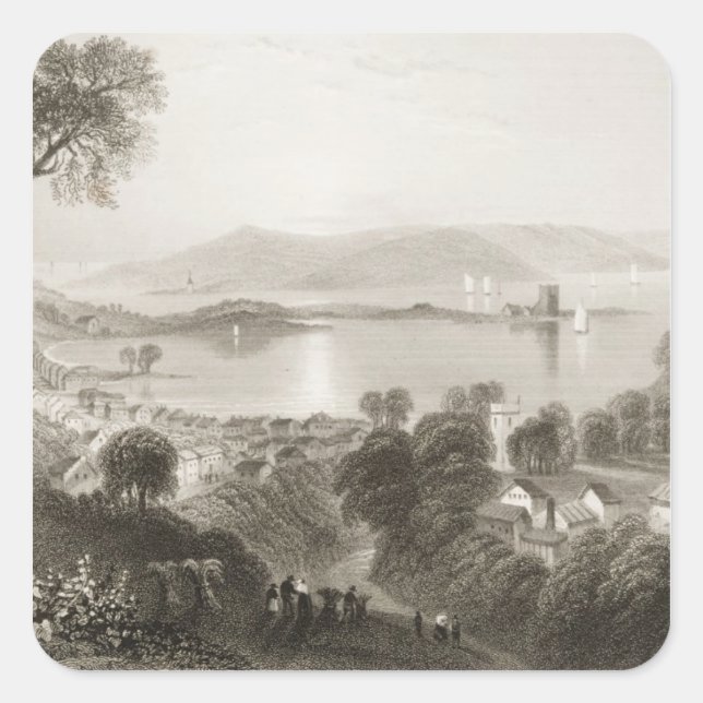 Pegatina Cuadrada Larne, condado de Antrim, Irlanda del Norte (Anverso)