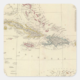 Pegatina Cuadrada Las Antillas o las islas de WestIndia
