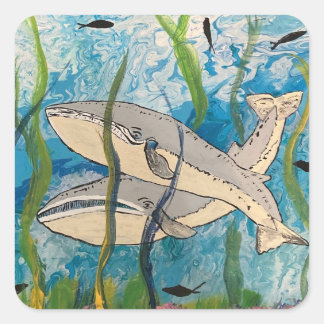 PEGATINA CUADRADA LAS BALLENAS