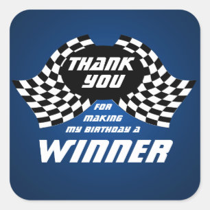 Pegatina Cuadrada Las banderas de las Carreras le agradecen azul