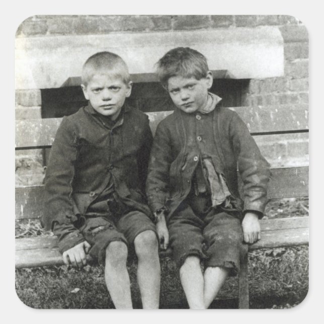 Pegatina Cuadrada Las barriadas de Londres, los niños (Anverso)