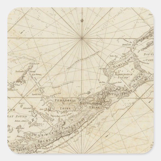 Pegatina Cuadrada Las Bermudas o las islas de verano (Anverso)