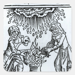 Pegatina Cuadrada Las brujas haciendo un hechizo, 1489