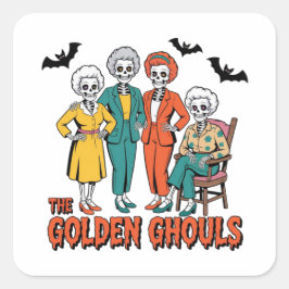 Pegatina Cuadrada Las Calcomanías de Halloween de The Golden Ghouls