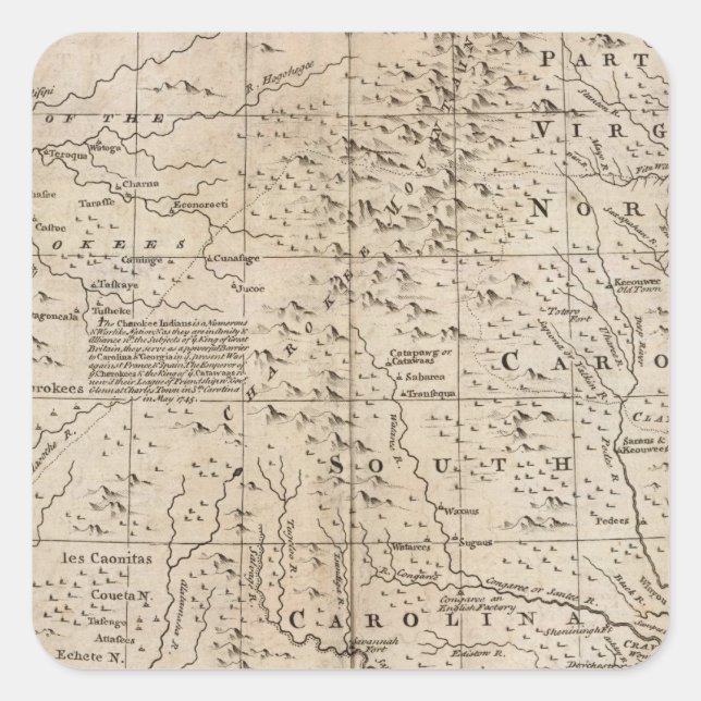 Pegatina Cuadrada Las Carolinas y Georgia (Anverso)
