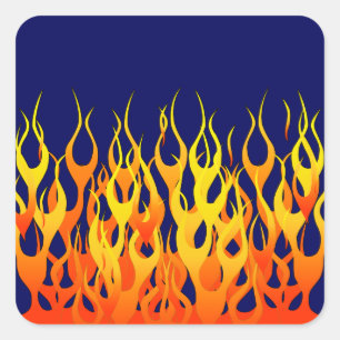 Pegatina Cuadrada Las Carreras clásicas flamean el fuego en la
